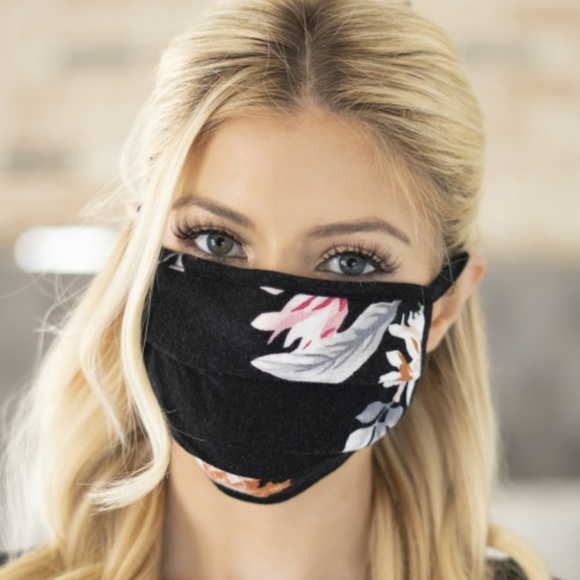 Trend Setter Diva Boutique Accessories - 2 for 20! Black floral print face mask